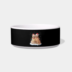 Golden Retriever Christmas Santa Hat Reindeer  Bowl
