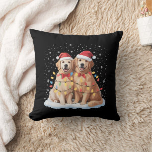 Golden Retriever Christmas Santa Hat Reindeer Cushion