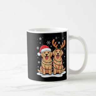 Golden Retriever Christmas Santa Hat Reindeer Ligh Coffee Mug