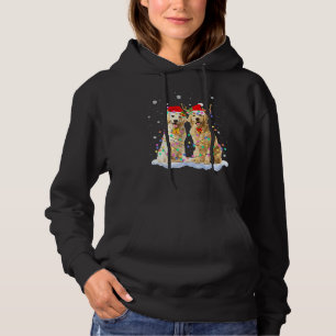 Golden Retriever Christmas Santa Hat Reindeer Ligh Hoodie