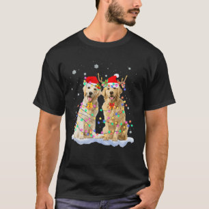 Golden Retriever Christmas Santa Hat Reindeer Ligh T-Shirt