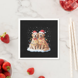 Golden Retriever Christmas Santa Hat Reindeer  Napkin