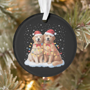 Golden Retriever Christmas Santa Hat Reindeer Ornament
