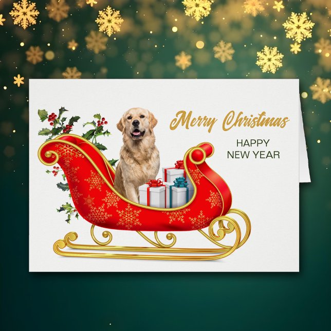 Golden Retriever Christmas Sleigh Card (Creator Uploaded)