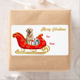 Golden Retriever Christmas Sleigh Gift Tag