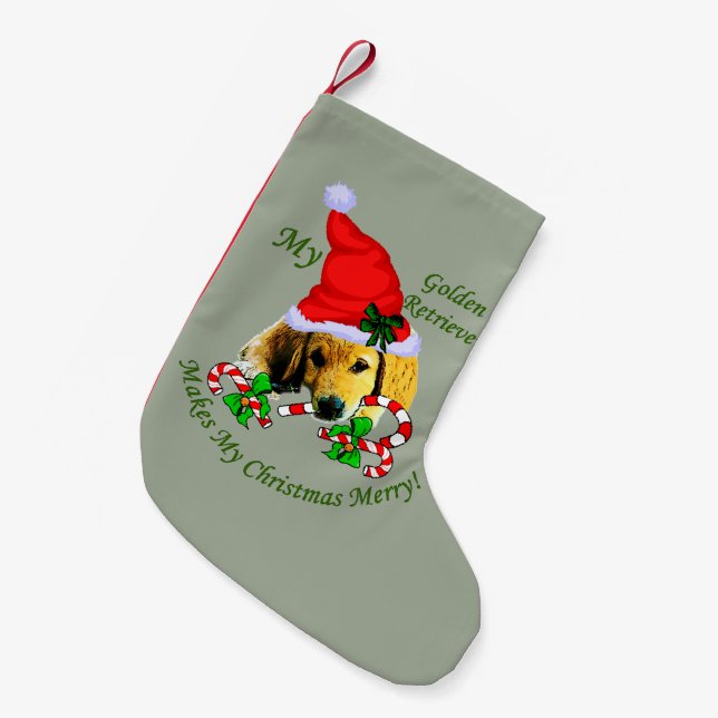 Golden Retriever Christmas Small Christmas Stocking (Front (Hanging))