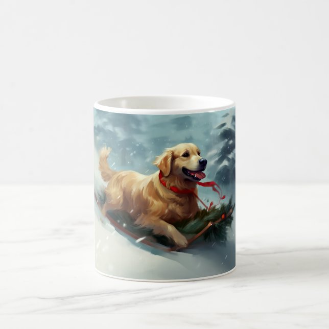Golden Retriever Christmas snow winter  Coffee Mug (Center)