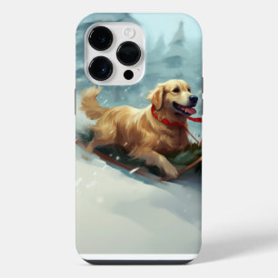 Golden Retriever Christmas snow winter iPhone 14 Pro Max Case
