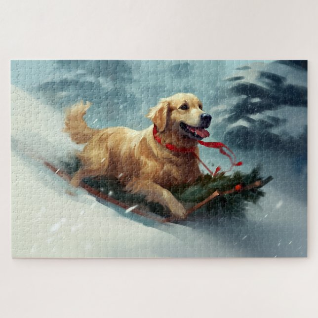 Golden Retriever Christmas snow winter  Jigsaw Puzzle (Horizontal)