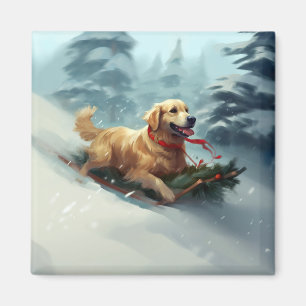 Golden Retriever Christmas snow winter  Magnet
