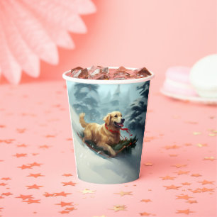 Golden Retriever Christmas snow winter Paper Cups