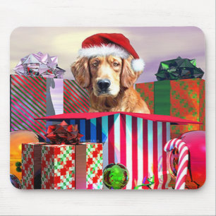 Golden Retriever Christmas Surprise Mouse Pad