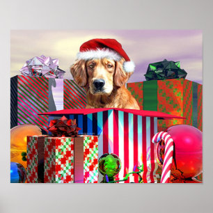 Golden Retriever Christmas Surprise Poster