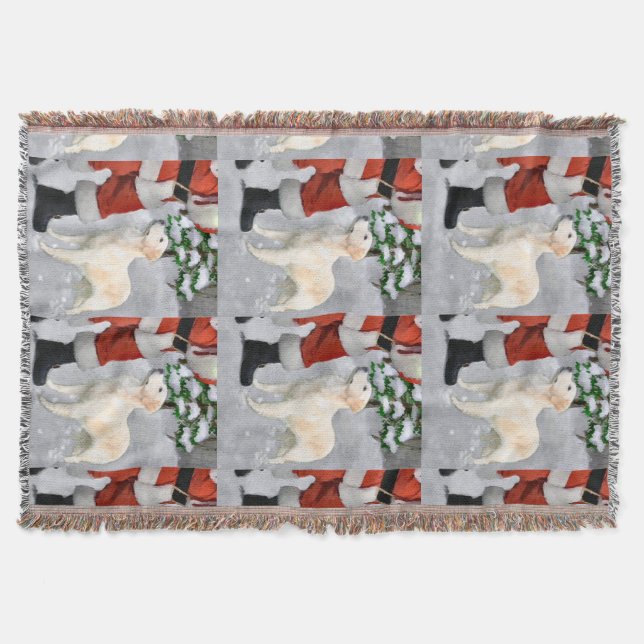 Golden Retriever Christmas Throw Blanket (Front)