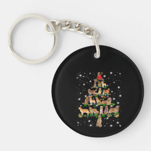 Golden Retriever Christmas Tree Covered By Flash Key Ring