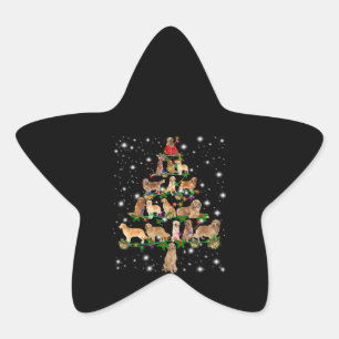 Golden Retriever Christmas Tree Covered By Flash Star Sticker