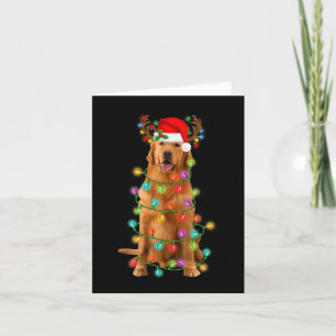 Golden Retriever Christmas Tree Lights Pajama Dog Card