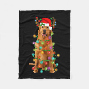 Golden Retriever Christmas Tree Lights Pajama Dog Fleece Blanket