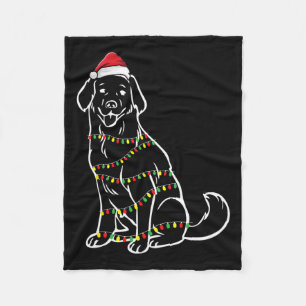 Golden Retriever Christmas Tree Lights X-mas Cute  Fleece Blanket