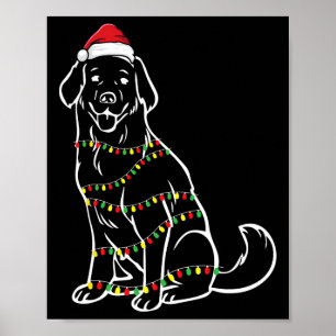 Golden Retriever Christmas Tree Lights X-mas Cute Poster