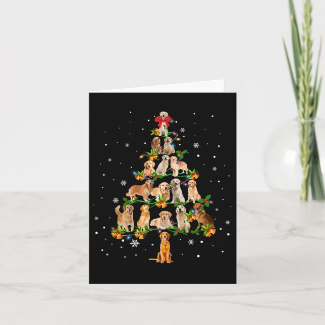 Golden Retriever Christmas Tree Santa Funny Dog Lo Card (Front)