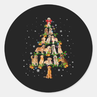 Golden Retriever Christmas Tree Santa Funny Dog Lo Classic Round Sticker