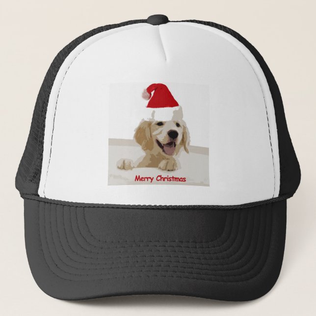 Golden Retriever Christmas with Santa Hat (Front)