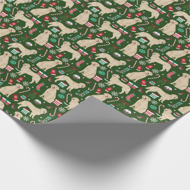 Golden Retriever Christmas wrapping paper (Corner)