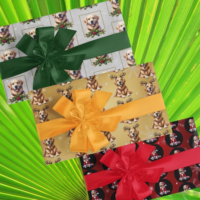 Golden Retriever Christmas  Wrapping Paper Sheet (Creator Uploaded)