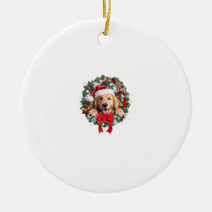 Golden Retriever Christmas Wreath Decoration Xmas