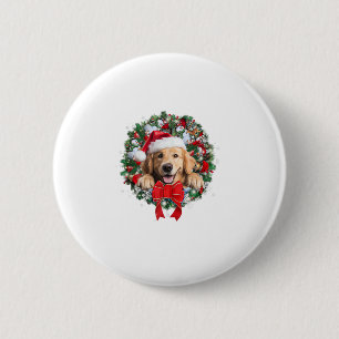 Golden Retriever Christmas Wreath Decoration Xmas 6 Cm Round Badge