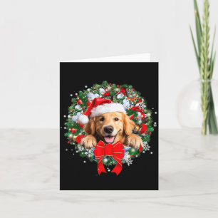 Golden Retriever Christmas Wreath Decoration Xmas Card