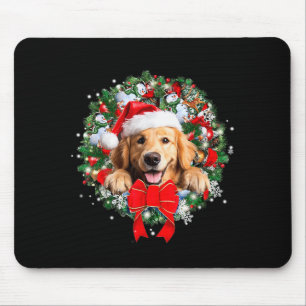 Golden Retriever Christmas Wreath Decoration Xmas Mouse Pad