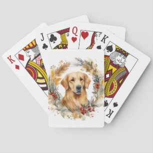 Golden Retriever Christmas Wreath Festive Pup Playing Cards