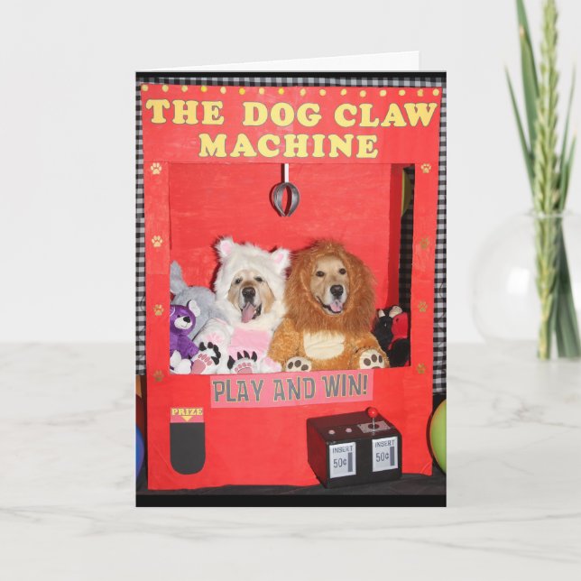 Golden Retriever Claw Machine Birthday Card (Front)