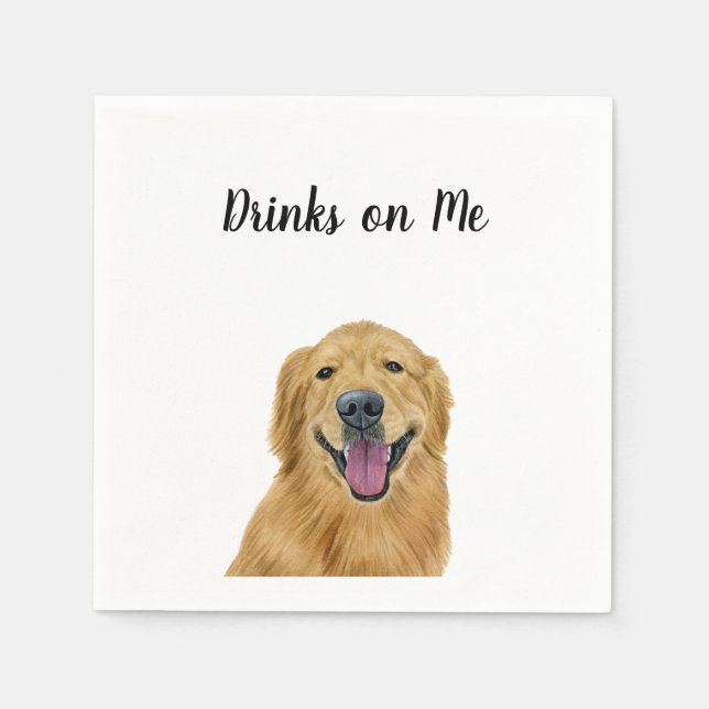 Golden Retriever Cocktail Napkins (Front)