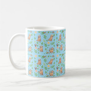 Golden Retriever Coffee Mug Spring Floral Kawaii