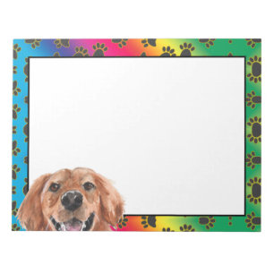 Golden Retriever colourful dog paw pattern  Notepad