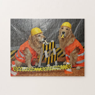 Golden Retriever Construction Workers Jigsaw Puzzle
