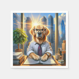 Golden Retriever Corporate Businessman Napkin