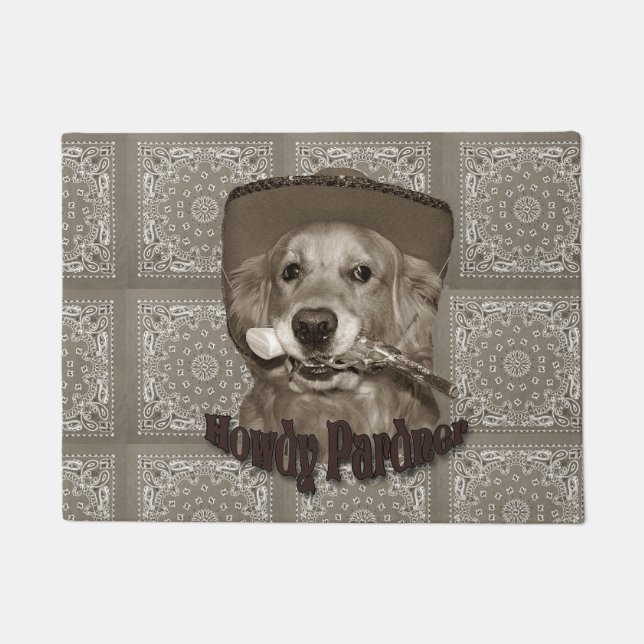 Golden Retriever Cowboy Doormat (Front)