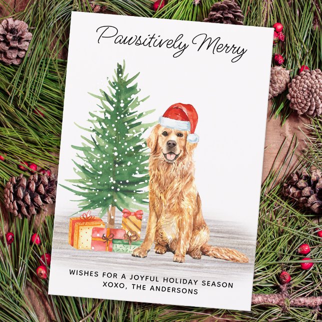 Golden Retriever Custom Cute Merry Christmas Dog  Holiday Card (Creator Uploaded)