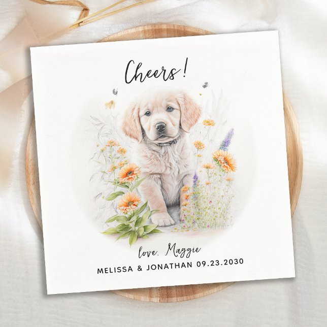 Golden Retriever Custom Dog Wedding Cocktail Napkin (Creator Uploaded)