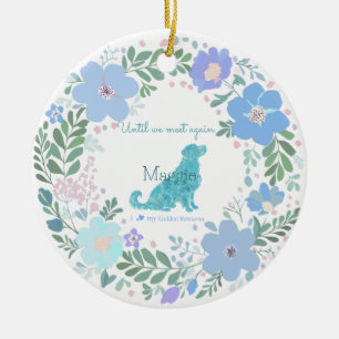 Golden Retriever Custom Pastel Blue Memorial Ceramic Ornament