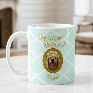 Golden Retriever Custom Photo, My Heart Belongs To Coffee Mug