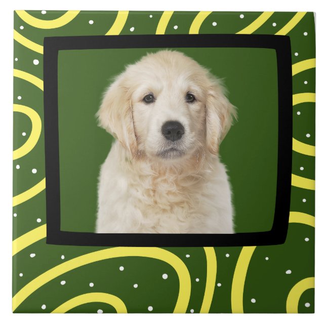 Golden Retriever customised photo frame  Ceramic Tile (Front)