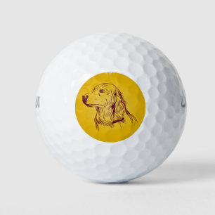 Golden Retriever Cute Dog Face Design Golf Balls