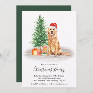Golden Retriever Cute Dog Lover Christmas Party Invitation