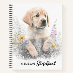 Golden Retriever Cute Puppy Dog Pet Art Sketchbook Notebook