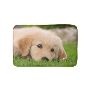 Golden Retriever Cute Puppy Dreaming Meadow, Small Bath Mat